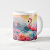 Tropischer Flamingo mit Blume-76280 Jumbo-Tasse (Vorderseite Rechts)