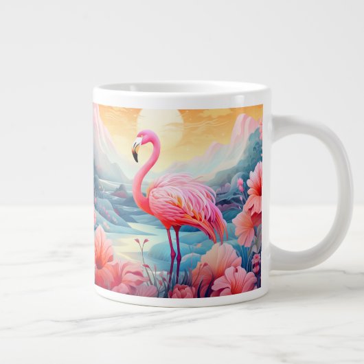 Tropischer Flamingo mit Blume-76280 Jumbo-Tasse (Rechts)