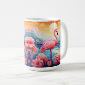 Tropischer Flamingo mit Blume-76280 Kaffeetasse (VorderseiteRechts)