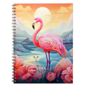 Tropischer Flamingo mit Blume-76280 Notizblock