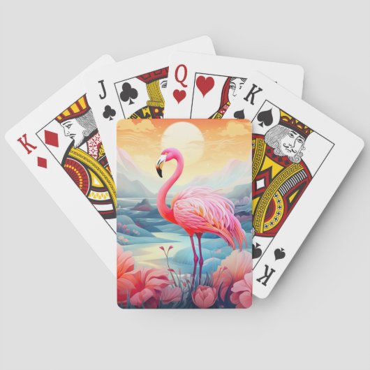 Tropischer Flamingo mit Blume-76280 Spielkarten (Rückseite)