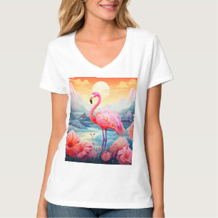 Tropischer Flamingo mit Blumen-76280 T-Shirt