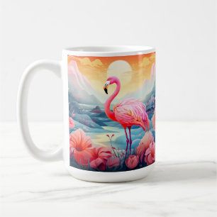 Tropischer Flamingo mit Blumen Kaffeetasse