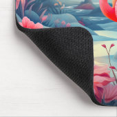 Tropischer Flamingo mit Blumen Mousepad (Ecke)