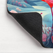 Tropischer Flamingo mit Blumen Mousepad (Ecke)