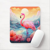 Tropischer Flamingo mit Blumen Mousepad (Mit Mouse)