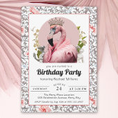 Tropischer Flamingo mit Crown Birthday Party Einladung