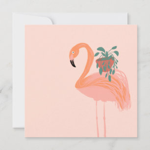 Tropischer Flamingo mit gepolsterter Pflanze Hand