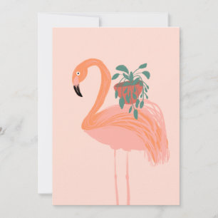 Tropischer Flamingo mit gepolsterter Pflanze Hand  Einladung