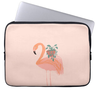 Tropischer Flamingo mit gepolsterter Pflanze Hand  Laptopschutzhülle