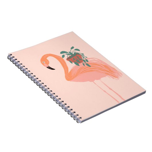 Tropischer Flamingo mit gepolsterter Pflanze Hand Notizblock (Rechte Seite)