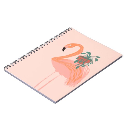 Tropischer Flamingo mit gepolsterter Pflanze Hand  Notizblock (Linke Seite)