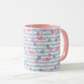 Tropischer Flamingo Mug - rosa Flamingos und Anana Tasse (VorderseiteRechts)