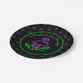 Tropischer Flamingo Neon Party Glow Party Rosa Pappteller (Schrägansicht)