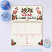 Tropischer Flamingo-Padel-Match-Tracker Flyer (Einzeln)