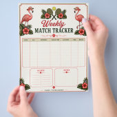 Tropischer Flamingo-Padel-Match-Tracker Flyer (Hand)