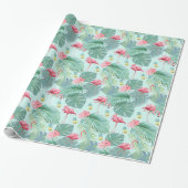 Tropischer Flamingo, Palmen, Ananas Muster ID926 Geschenkpapier (Ungerollt)