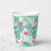 Tropischer Flamingo, Palmen, Ananas Muster ID926 Pappbecher (Rückseite)