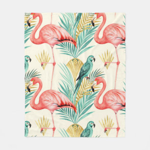 Tropischer Flamingo-Papageien-Dschungel Fleecedecke