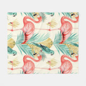 Tropischer Flamingo-Papageien-Dschungel Fleecedecke (Vorderseite (Horizontal))