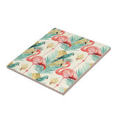Tropischer Flamingo-Papageien-Dschungel Fliese (Seite)