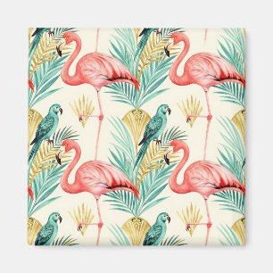 Tropischer Flamingo-Papageien-Dschungel Magnet