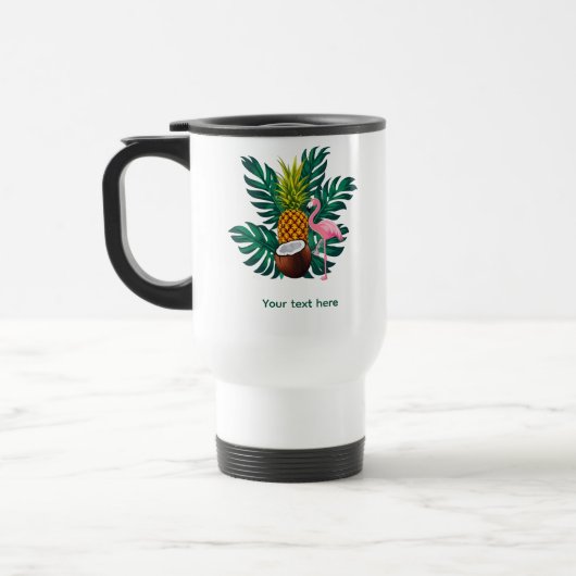 Tropischer Flamingo - Personalisierter Reisebecher (Links)