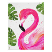 Tropischer Flamingo Pink Palm Blätter Grüne Kunst Poster (Vorderseite)