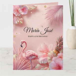 Tropischer Flamingo Quinceañera, individuell angef Karte