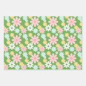 Tropischer Flamingo Retro Daisy Blume Streifen Wra Geschenkpapier Set (Vorderseite 3)