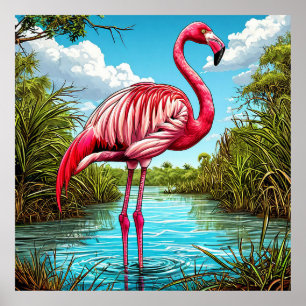 💙 Tropischer Flamingo Ruhige Serene Natur 💙 Poster