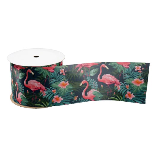 Tropischer Flamingo Satinband (Spule)