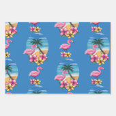 Tropischer Flamingo Strand, Palmen Tree und Blume Geschenkpapier Set (Vorderseite 3)