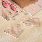 Tropischer Flamingo Strandstuhl & Sonnenschirm Puzzle (Seite)