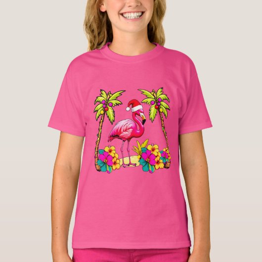Tropischer Flamingo-T - Shirt zum Feiern (Vorderseite)