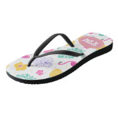 Tropischer Flamingo und Ananas Flip Flops Sommer Badesandalen (Schrägansicht)