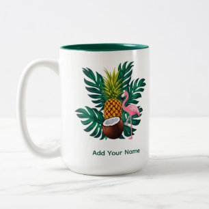 Tropischer Flamingo und Ananas Sommer Geschenk Kaf Zweifarbige Tasse