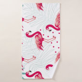 Tropischer Flamingo und Blätter, Sommermuster. Badehandtuch (Badehandtuch)