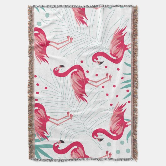 Tropischer Flamingo und Blätter, Sommermuster. Decke (Vorderseite Vertikal)