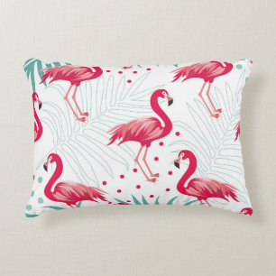 Tropischer Flamingo und Blätter, Sommermuster. Dekokissen