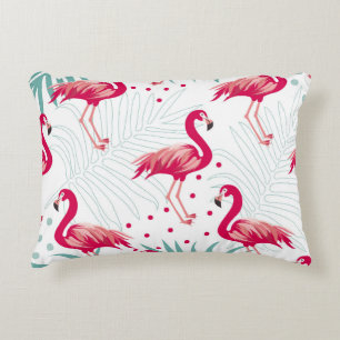 Tropischer Flamingo und Blätter, Sommermuster. Dekokissen
