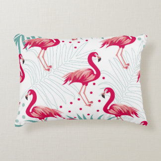 Tropischer Flamingo und Blätter, Sommermuster. Dekokissen