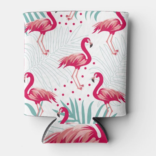 Tropischer Flamingo und Blätter, Sommermuster. Dosenkühler (Vorderseite)