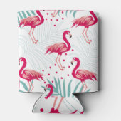 Tropischer Flamingo und Blätter, Sommermuster. Dosenkühler (Rückseite)