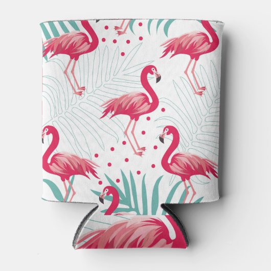 Tropischer Flamingo und Blätter, Sommermuster. Dosenkühler (Vorderseite)