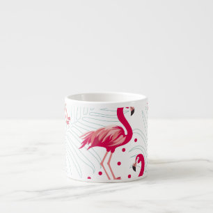 Tropischer Flamingo und Blätter, Sommermuster. Espressotasse