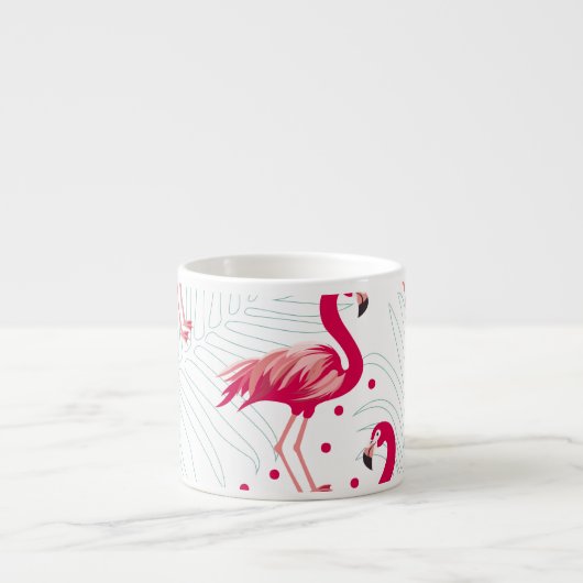 Tropischer Flamingo und Blätter, Sommermuster. Espressotasse (Vorderseite)