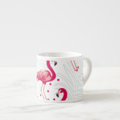 Tropischer Flamingo und Blätter, Sommermuster. Espressotasse (Vorderseite Rechts)
