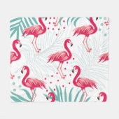 Tropischer Flamingo und Blätter, Sommermuster. Fleecedecke (Vorderseite (Horizontal))