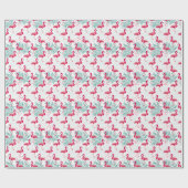 Tropischer Flamingo und Blätter, Sommermuster. Geschenkpapier (Flach)